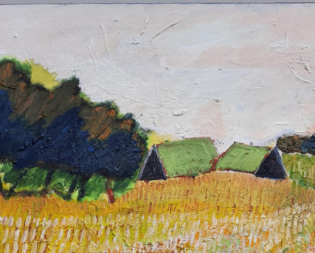 Landscape of Village original painting by Gitas Markutis. Lithuanian Landscape Paintings