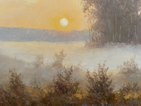 Early morning original painting by Rimantas Virbickas. Lithuanian Landscape Paintings