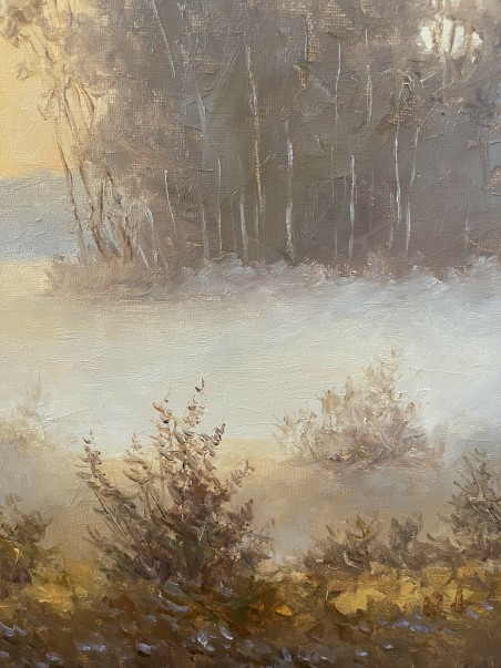 Early morning original painting by Rimantas Virbickas. Lithuanian Landscape Paintings