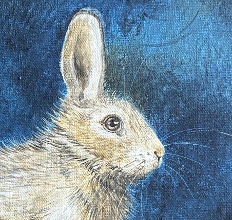 White Moon Hare original painting by Onutė Juškienė. Animalistic Paintings