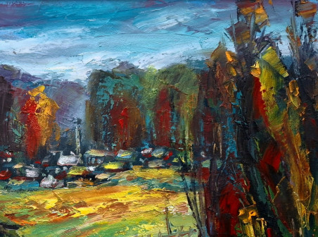 Landscape original painting by Leonardas Černiauskas. Lithuanian Landscape Paintings