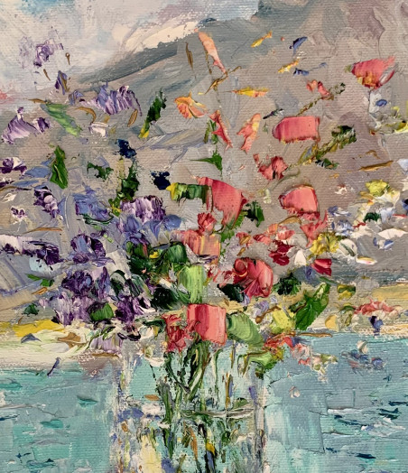 Vilma Gataveckienė tapytas paveikslas Summer still-life, Tapyba su gėlėmis , paveikslai internetu