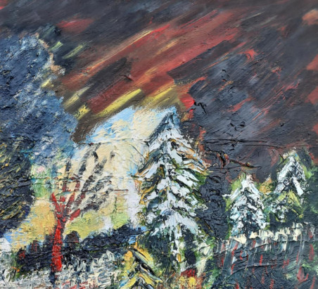 Almighty Night original painting by Gitas Markutis. Lithuanian Landscape Paintings