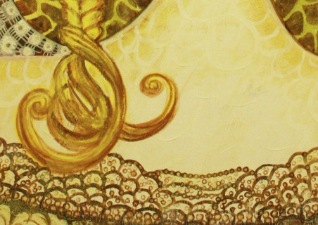 Golden Hair Guardian original painting by Danguolė Jokubaitienė. Home