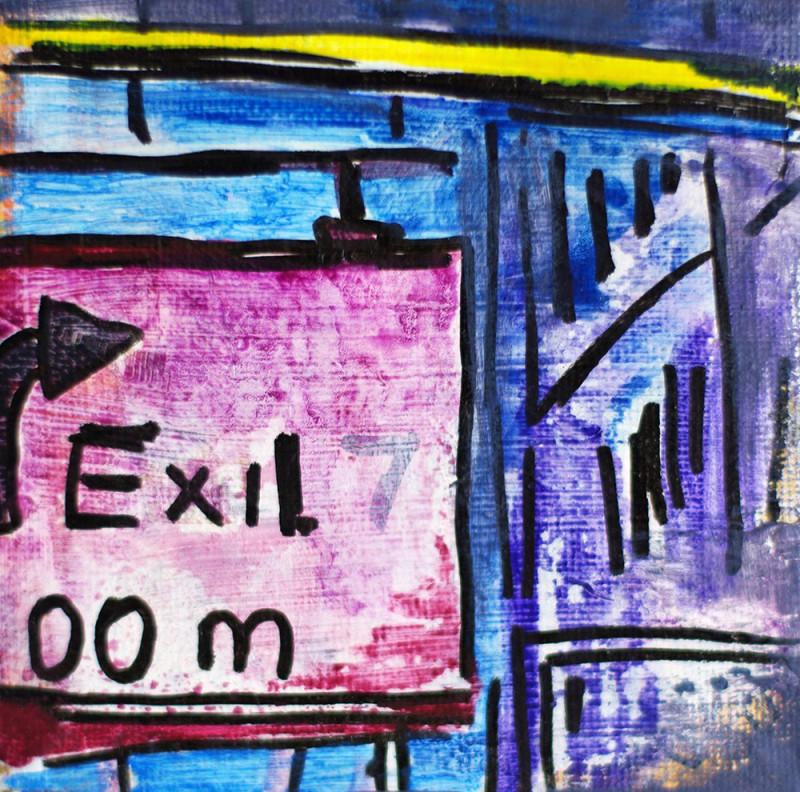 Mini Exit original painting by Rasa Bartaševičiūtė. Home