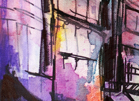 Street Fragment original painting by Rasa Bartaševičiūtė. Home