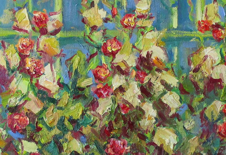 Climbing Roses original painting by Liudvikas Daugirdas. Home