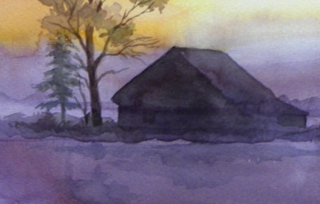 Cold Evening original painting by Algirdas Zibalis. Home