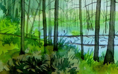 Swamp original painting by Algirdas Zibalis. Home