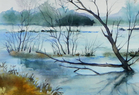 Flooded Trees original painting by Algirdas Zibalis. Home