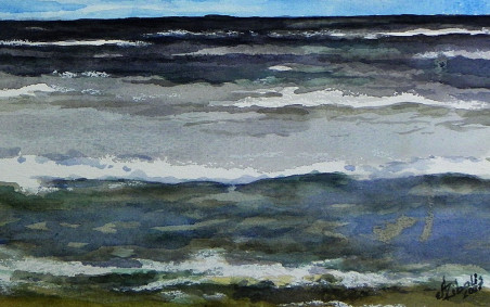 Cold Sea original painting by Algirdas Zibalis. Home