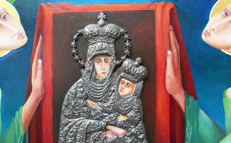 Šventojo kryžiaus bažnyčios Madonos garbei original painting by Arnoldas Švenčionis. Oil painting