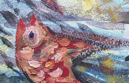 Happy fish original painting by Sigita Dabulskytė. Home