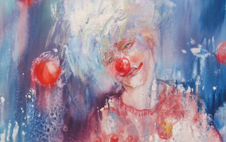 Juggler in the Rain original painting by Vilma Vasiliauskaitė. Home