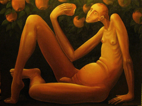 Eve. Adam (Diptych) original painting by Arnoldas Švenčionis. Fantastic