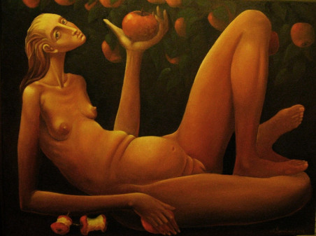 Eve. Adam (Diptych) original painting by Arnoldas Švenčionis. Fantastic