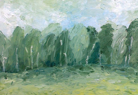 Grassland And Trees original painting by Kristina Česonytė. Home