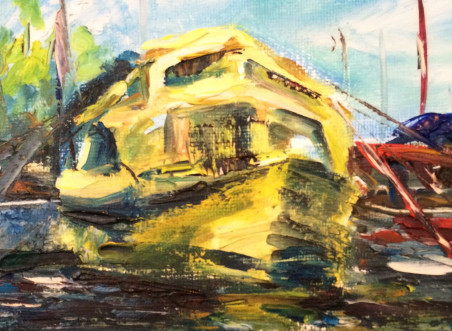 Yelow Yacht. From the Cycle Marina original painting by Rita Krupavičiūtė. Home