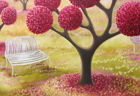 Raspberry Garden original painting by Viktorija Labinaitė. Home