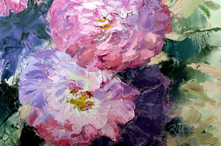 Tenderness of the Asters original painting by Rita Medvedevienė. Home