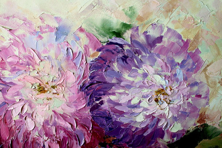 Tenderness of the Asters original painting by Rita Medvedevienė. Home