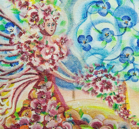 Flower Angel original painting by Giedrė Kanapeckaitė. For children room