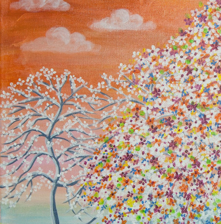 Tree Blooming original painting by Giedrė Kanapeckaitė. For children room