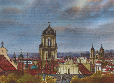 Vilnius original painting by Vidmantas Zarėka. Home