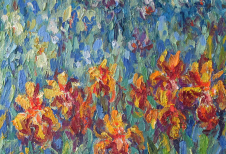 Yellow Irises original painting by Liudvikas Daugirdas. Home