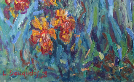 Yellow Irises original painting by Liudvikas Daugirdas. Home