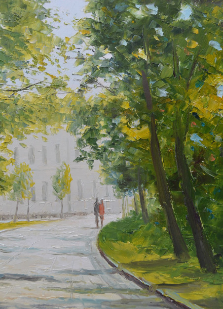 Sunny Street original painting by Rimantas Virbickas. Home