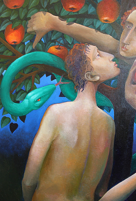 Adam and Eve original painting by Arnoldas Švenčionis. Nude