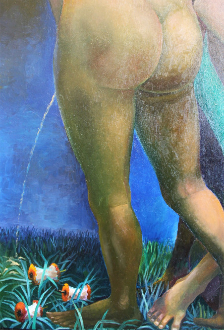 Adam and Eve original painting by Arnoldas Švenčionis. Nude