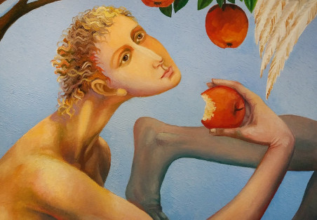 Adam and Eve original painting by Arnoldas Švenčionis. Nude