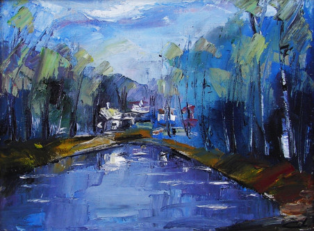 Landscape With River original painting by Leonardas Černiauskas. Home