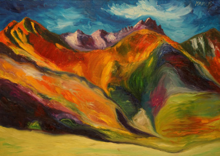 Mountains. Chevsuret original painting by Marius Abramavičius Neboisia. Home