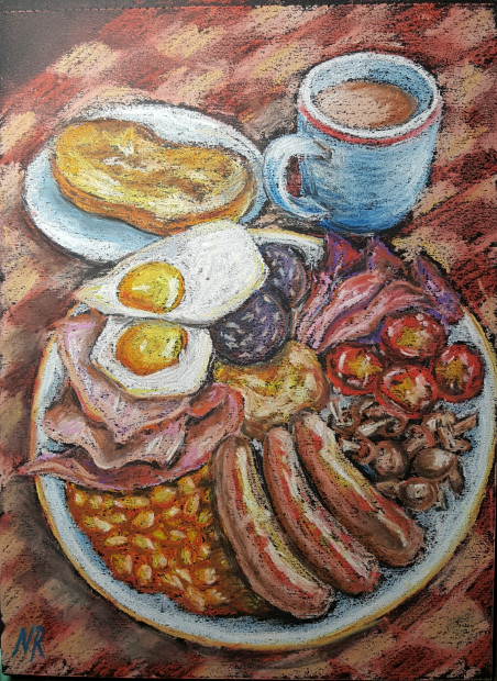 English Breakfast original painting by Natalija Ranceva. Home