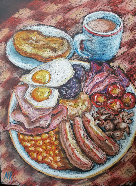 English Breakfast original painting by Natalija Ranceva. Home