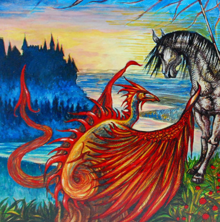 Oberon Coming Home original painting by Jurga Povilaitienė. Home