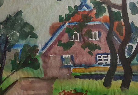 Thomas Mann House in Nida original painting by Kazys Abramavičius. Home