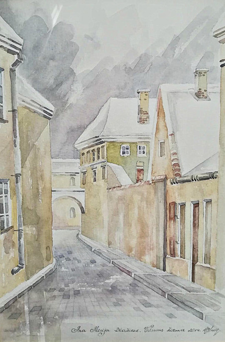 Bernardinų street original painting by Ana Marija Blažienė. Home