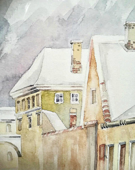 Bernardinų street original painting by Ana Marija Blažienė. Home