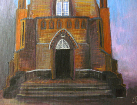 Birštonas St. Antano Paduviečio church original painting by Dalius Virbickas. Home