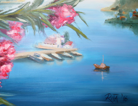 Journey. Greece Islands original painting by Rita Medvedevienė. Home