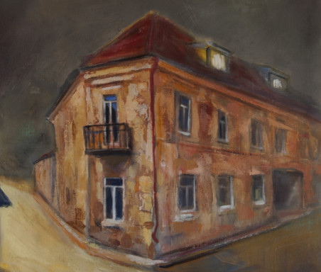 The House And Lamp original painting by Vidmantas Jažauskas. Home