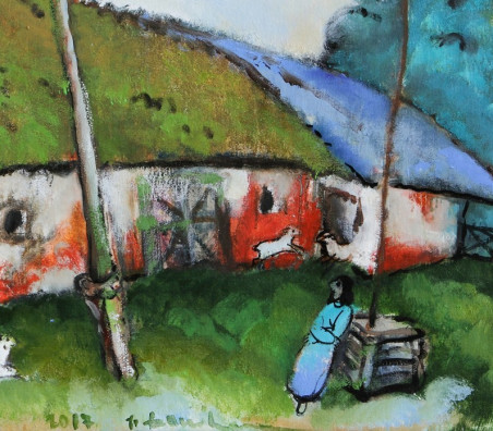 White Barn original painting by Jonas Daniliauskas. Home