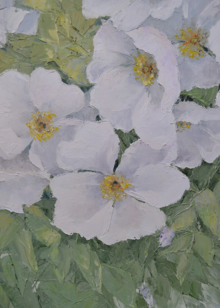 White blooming original painting by Danutė Virbickienė. Home