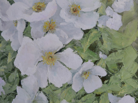 White blooming original painting by Danutė Virbickienė. Home