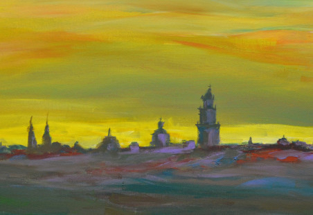 Evening. Vilnius Oldtown original painting by Eglė Volungevičiūtė. Home