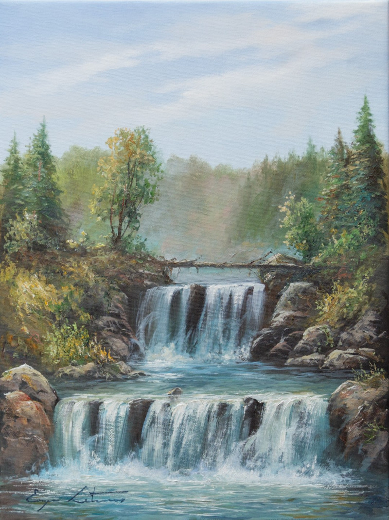 Buy Waterfall - painting by Jevgenijus Litvinas